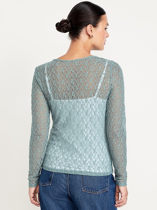 Image number 6 showing, Long-Sleeve Lace Crew-Neck Top