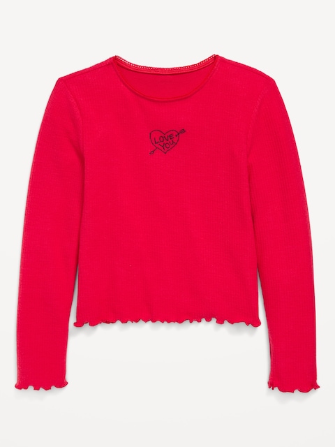 T-shirt UltraConfo à manches longues et à imprimé pour fille - Rouge Roma