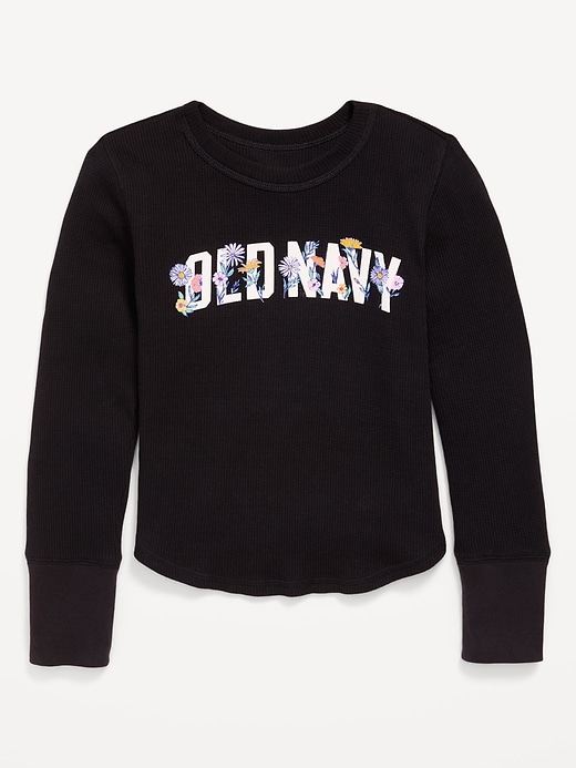 L'image numéro 1 présente T-shirt en tricot isotherme à manches longues et à logo imprimé pour fille