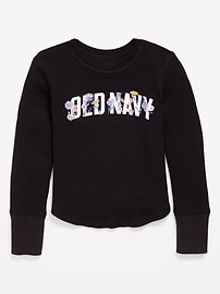 L'image numéro 1 présente T-shirt en tricot isotherme à manches longues et à logo imprimé pour fille