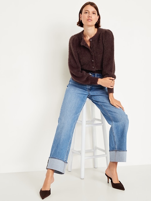 Image number 3 showing, Cropped Eyelash Cardigan Sweater