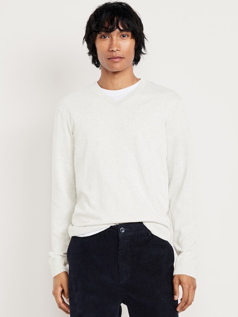 V-Neck Sweater - Light Heather Gray