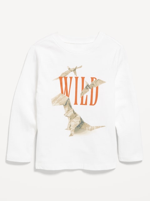 T-shirt à manches longues à imprimé unisexe pour tout-petit - Blanc Lys Calla