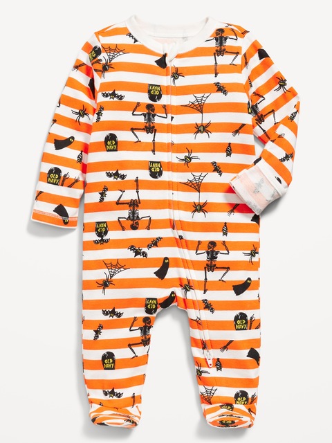 2-Way-Zip Sleep & Play Footed One-Piece for Baby - Halloween Stripe (Match The Fam!)