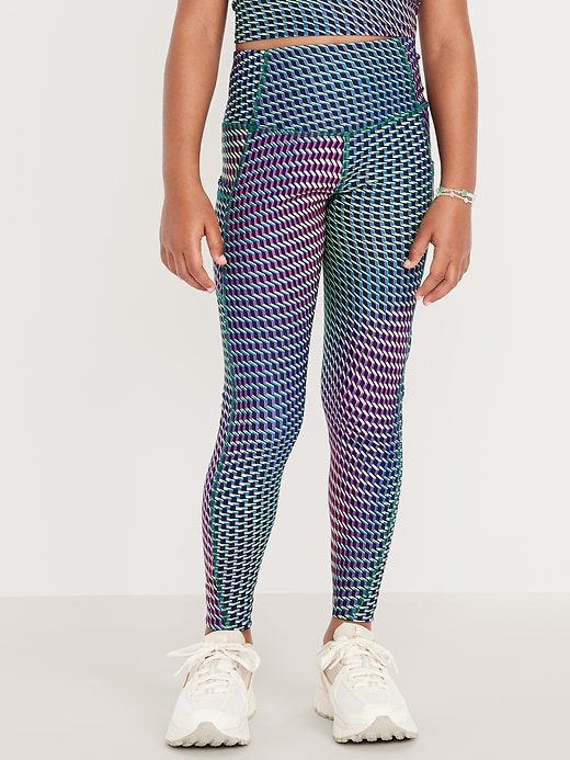Image number 3 showing, High-Waisted PowerSoft 7/8-Length Side-Pocket Leggings for Girls