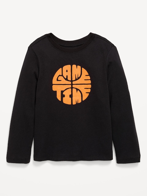 T-shirt à manches longues à imprimé unisexe pour tout-petit - Noir Chiné Pâle