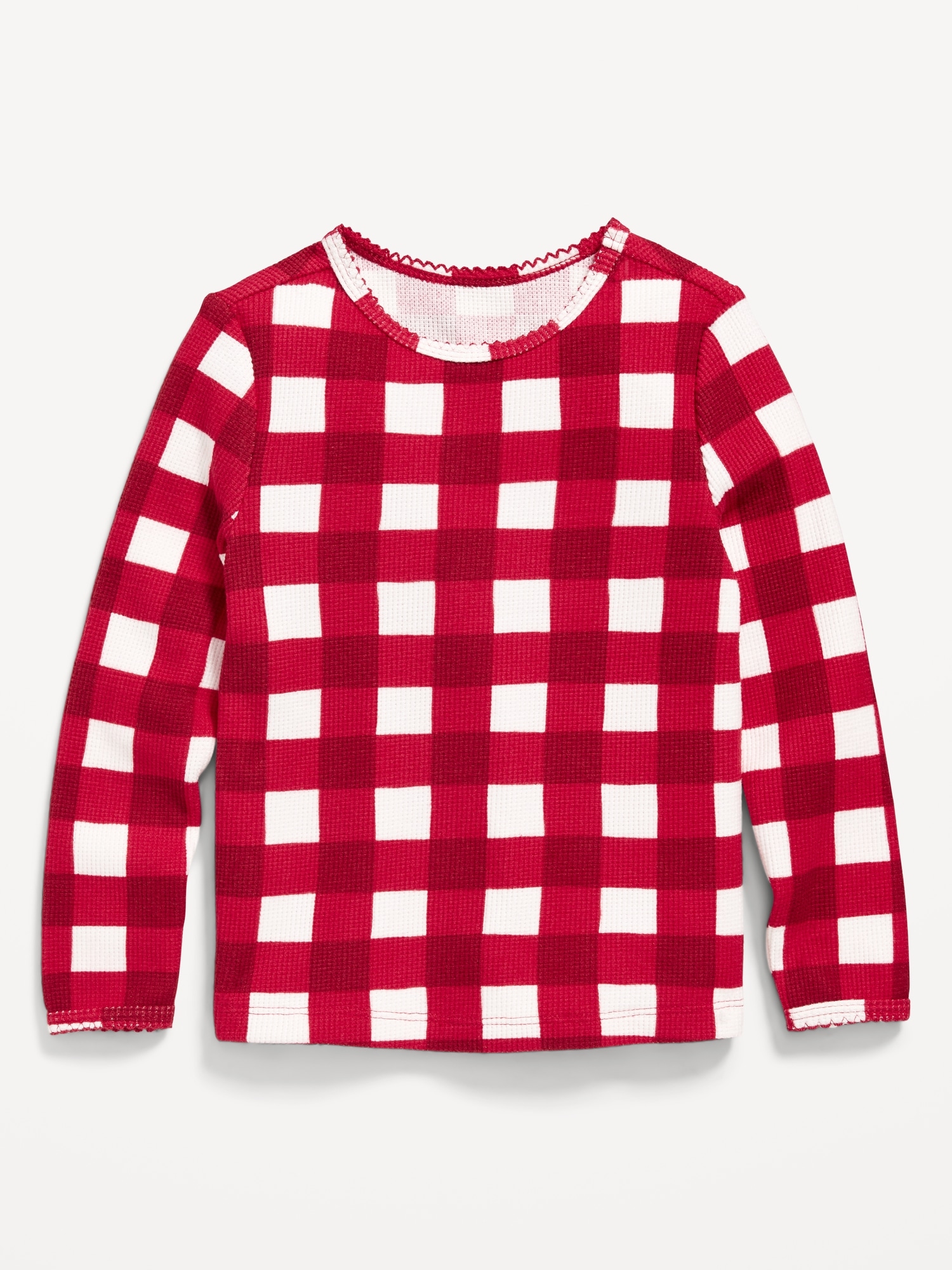 Printed Long-Sleeve Cozy Waffle T-Shirt for Toddler Girls