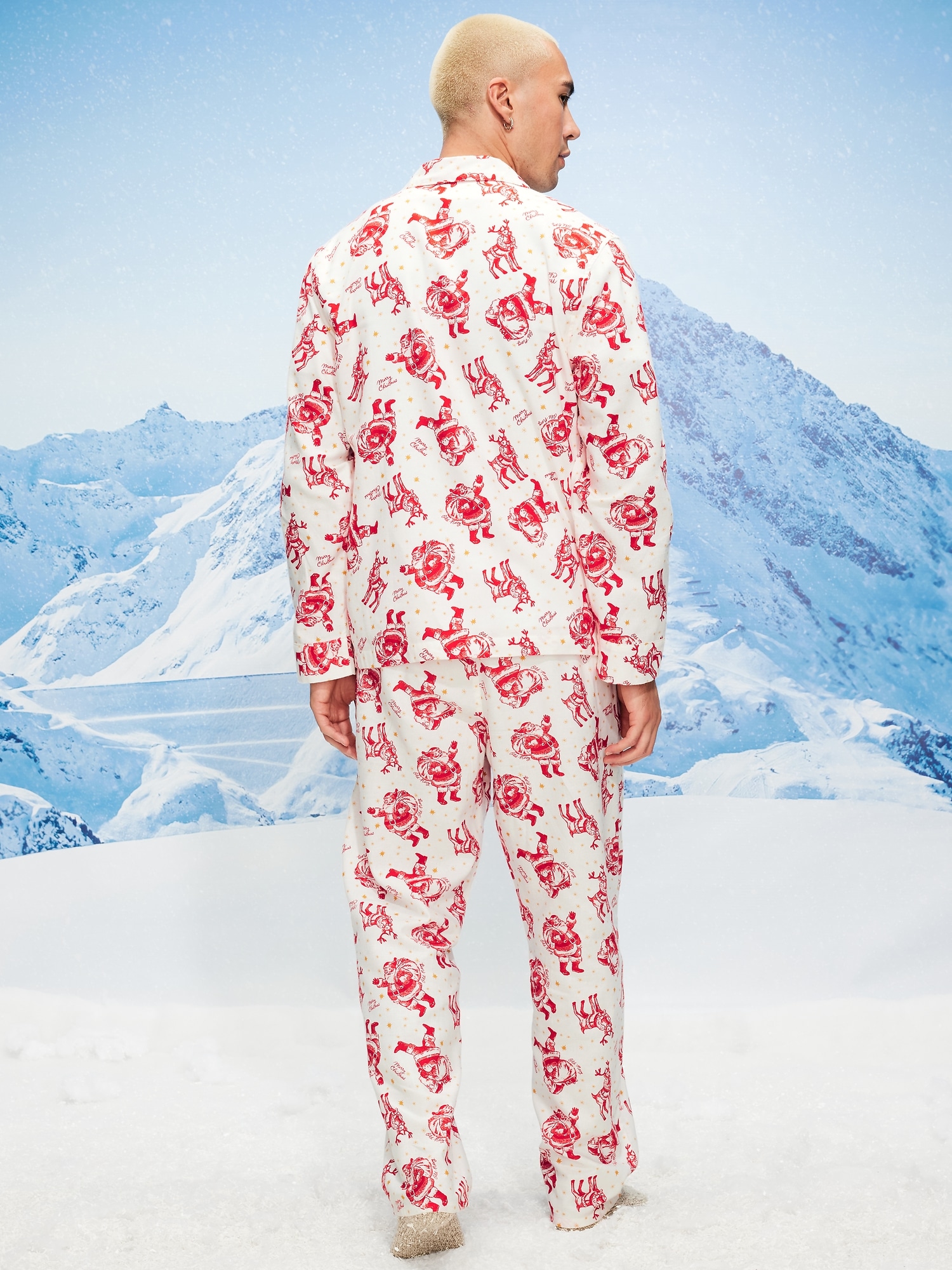 Printed Flannel Pajama Set for Men