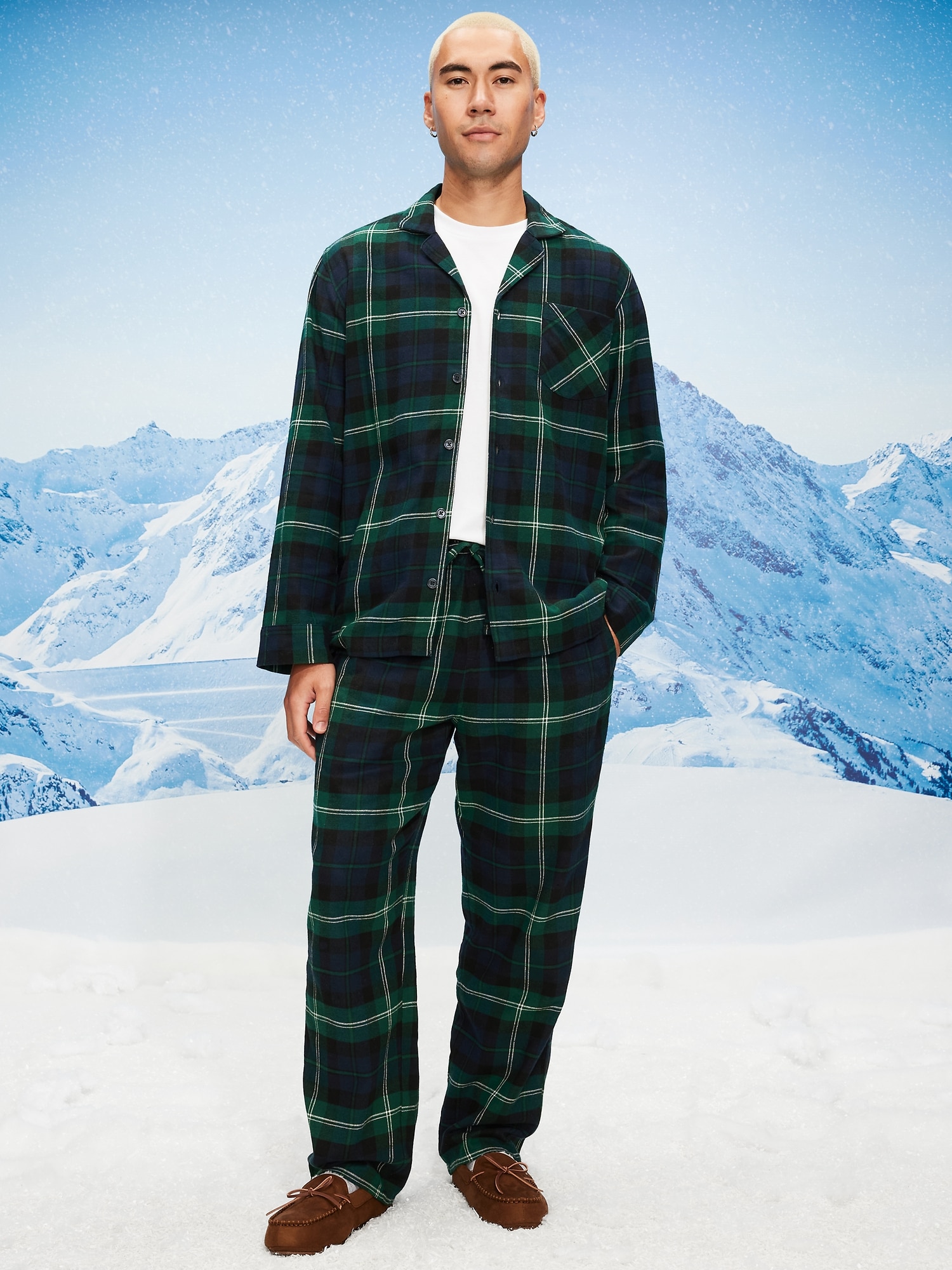 Plaid Flannel Pajama Set for Men