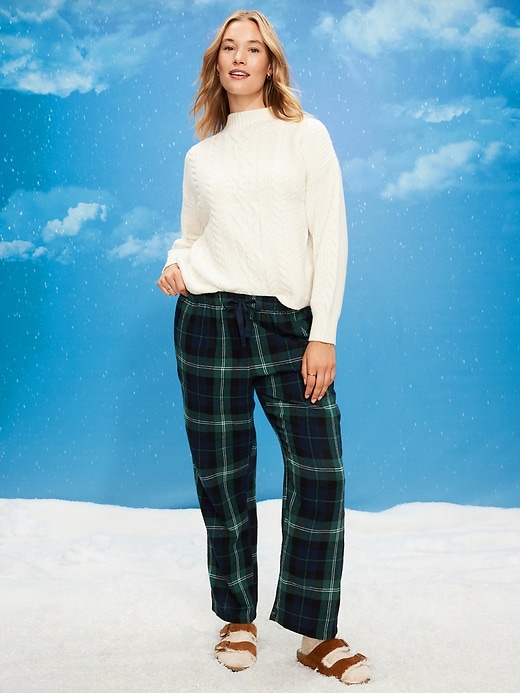 Image number 5 showing, Mid-Rise Plaid Flannel Pajama Pants for Women