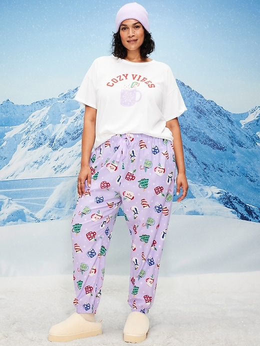 Image number 7 showing, High-Waisted Printed Flannel Pajama Jogger for Women