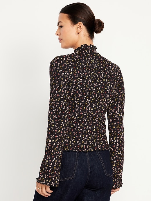 Image number 5 showing, Mock-Neck Lettuce-Edge Rib Top