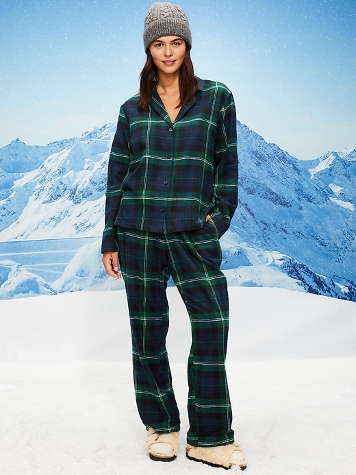 Image number 5 showing, Plaid Flannel Pajama Pant Set for Women