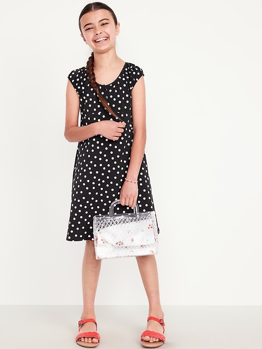 Image number 1 showing, Printed Short-Sleeve Henley Dress for Girls