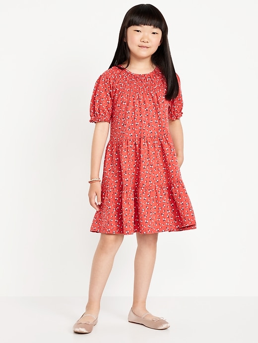 View large product image 1 of 3. Printed Short-Sleeve Swing Dress for Girls