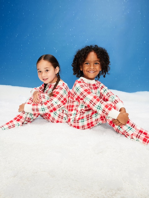 2-Way-Zip Microfleece Pajama One-Piece for Toddler & Baby - Red Plaid (Match The Fam!)