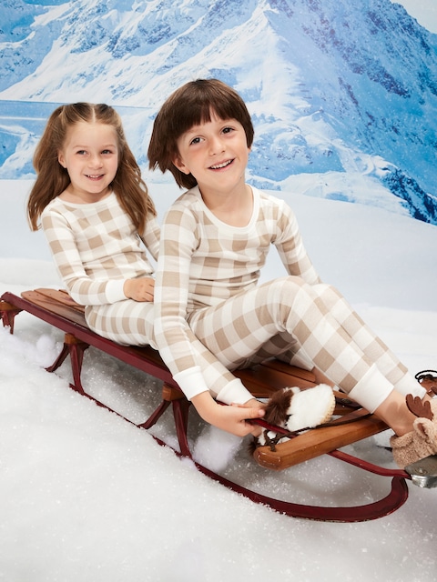 Printed Snug-Fit Pajama Set for Toddler & Baby - Neutral Plaid (Match The Fam!)