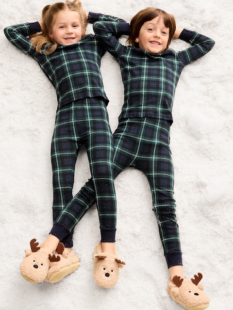 Printed Snug-Fit Pajama Set for Toddler & Baby - Navy Plaid (Match The Fam!)
