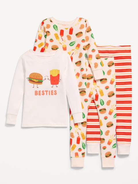 Pyjama 4 pièces ajusté à imprimé pour Tout-petit et Bébé - Hamburger