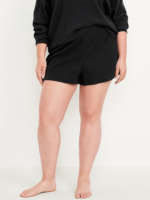 Image number 7 showing, High-Waisted Cozy Waffle Pajama Shorts