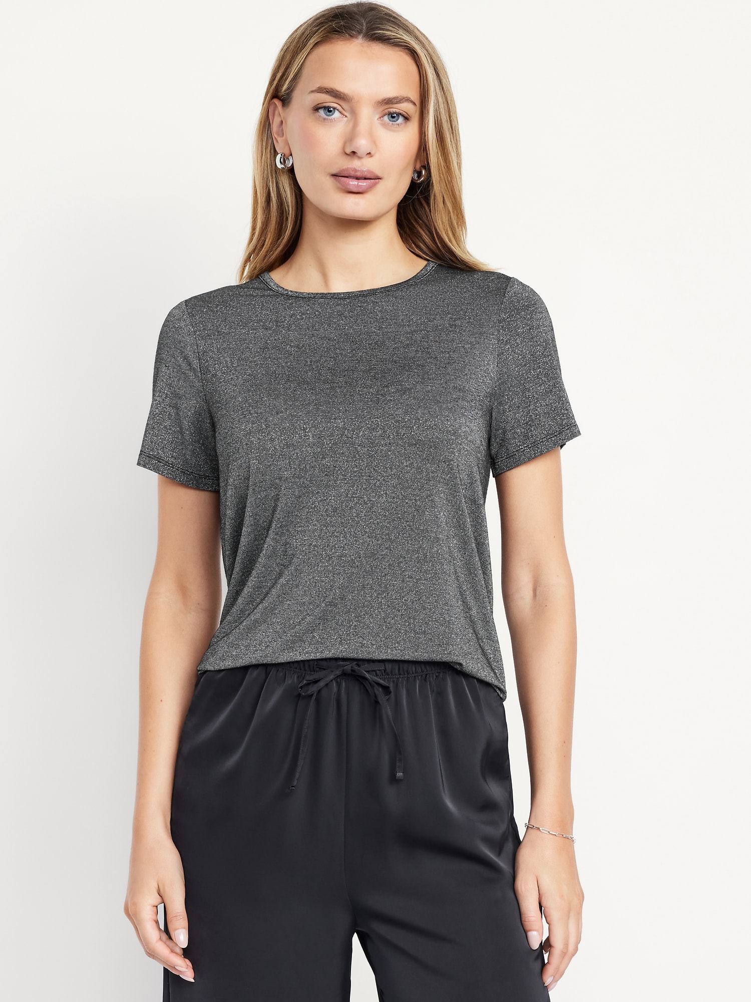 Luxe Crew-Neck Shine T-Shirt