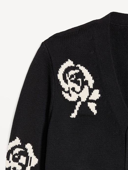 Image number 5 showing, Rose Print V-Neck Cardigan Sweater