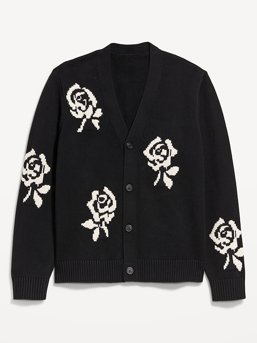 Image number 4 showing, Rose Print V-Neck Cardigan Sweater