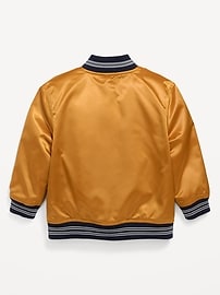 L'image numéro 3 présente Blouson aviateur ample en satin à devant boutonné pour tout-petit garçon