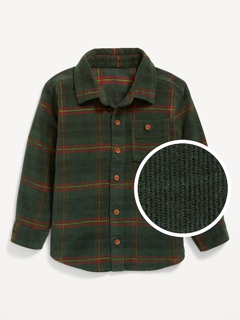 Chemise à poche à manches longues en velours côtelé pour tout-petit garçon