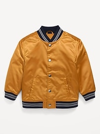 L'image numéro 2 présente Blouson aviateur ample en satin à devant boutonné pour tout-petit garçon