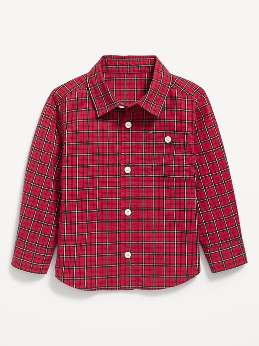 Image number 2 showing, Long-Sleeve Plaid Poplin Pocket Shirt for Toddler Boys