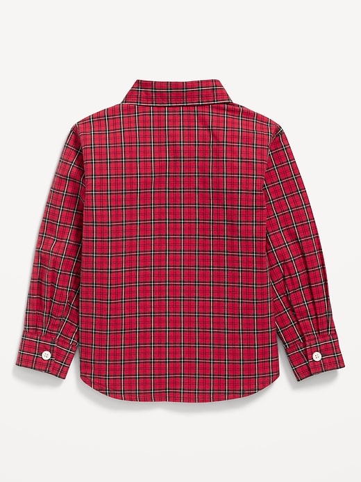 Image number 3 showing, Long-Sleeve Plaid Poplin Pocket Shirt for Toddler Boys
