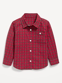 Image number 2 showing, Long-Sleeve Plaid Poplin Pocket Shirt for Toddler Boys