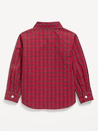 Image number 3 showing, Long-Sleeve Plaid Poplin Pocket Shirt for Toddler Boys