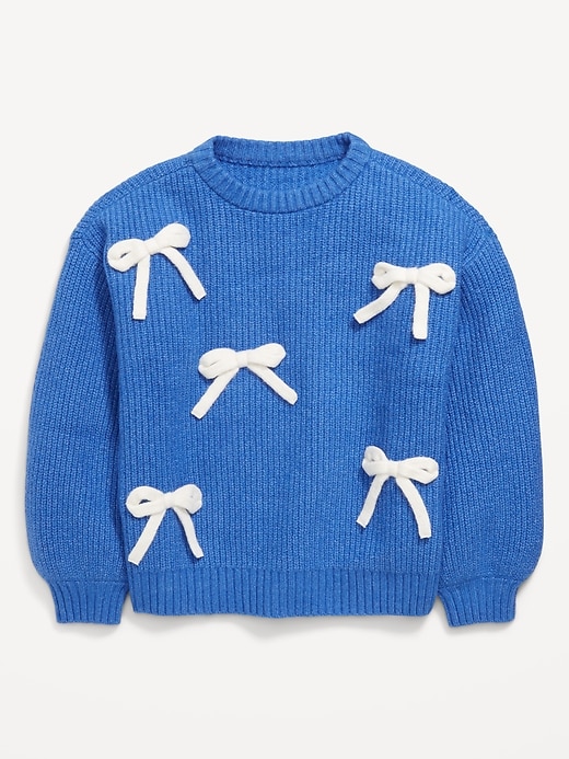 Image number 1 showing, SoSoft Oversized Textured Bows Sweater for Girls