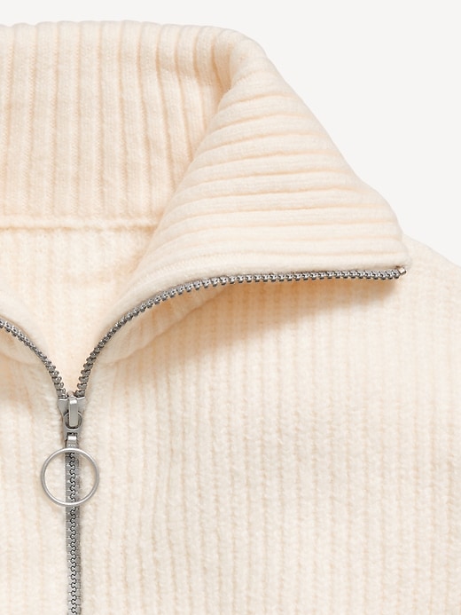 Image number 4 showing, SoSoft Collared Zip-Front Sweater for Girls