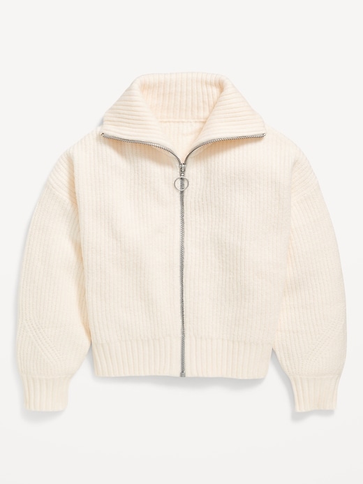 Image number 2 showing, SoSoft Collared Zip-Front Sweater for Girls