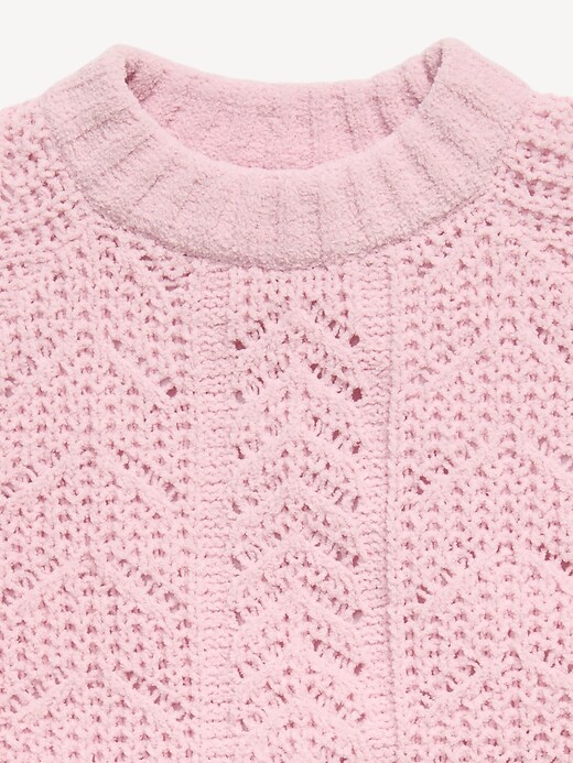 Image number 4 showing, Long-Sleeve Pointelle Knit Sweater for Girls