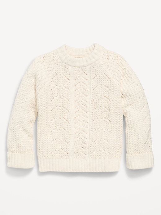 Image number 2 showing, Long-Sleeve Pointelle Knit Sweater for Girls