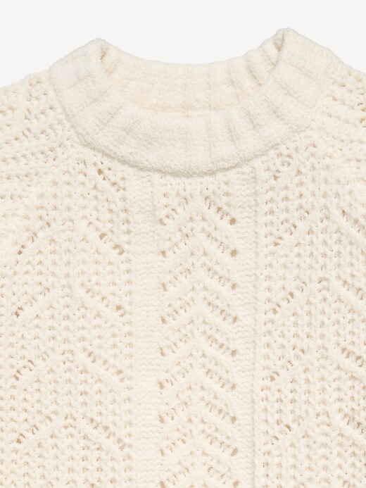 Image number 4 showing, Long-Sleeve Pointelle Knit Sweater for Girls