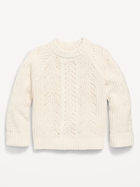 Image number 2 showing, Long-Sleeve Pointelle Knit Sweater for Girls