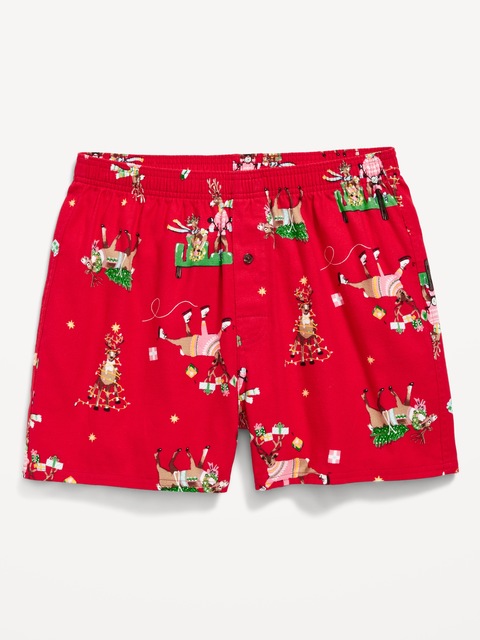 Printed Flannel Boxer Shorts - Reindeer Games