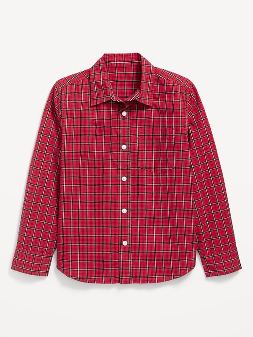 L'image numéro 2 présente Chemise à manches longues et à poche en popeline à carreaux pour garçon