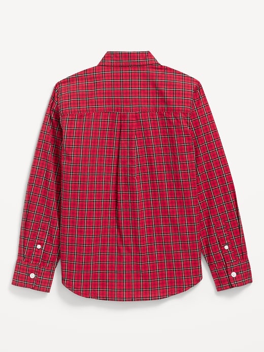 L'image numéro 3 présente Chemise à manches longues et à poche en popeline à carreaux pour garçon