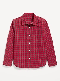 L'image numéro 2 présente Chemise à manches longues et à poche en popeline à carreaux pour garçon