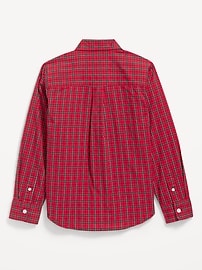 L'image numéro 3 présente Chemise à manches longues et à poche en popeline à carreaux pour garçon