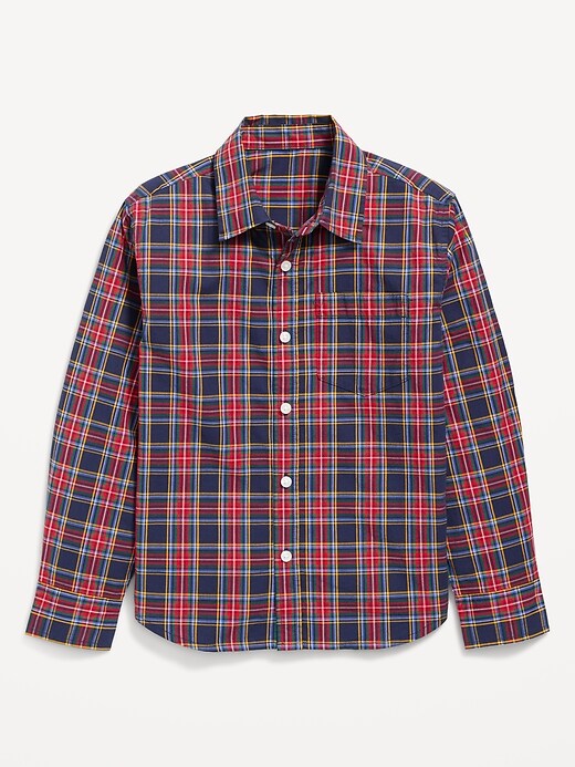 Image number 2 showing, Long-Sleeve Plaid Poplin Pocket Shirt for Boys