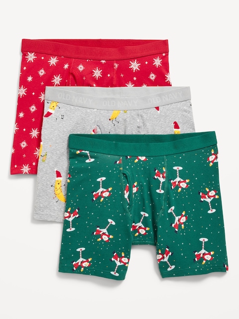 Caleçons boxeurs ultra-doux (paquet de 3), entrejambe de 16 cm - Père Noël