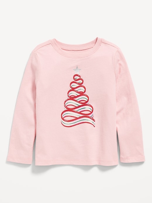 Image number 1 showing, Long-Sleeve Holiday Graphic T-Shirt for Toddler Girls
