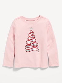 Image number 1 showing, Long-Sleeve Holiday Graphic T-Shirt for Toddler Girls